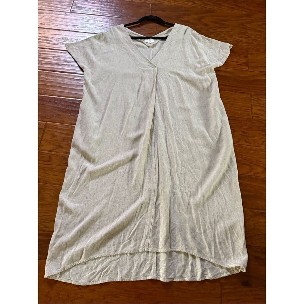 P Cill Linen Blend Beige Shift Dress Oversized Minimalist Small - Picture 7 of 12